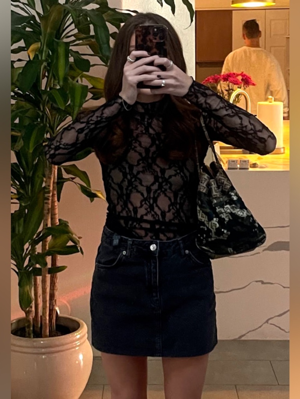 Black Denim Mini Skirt - Women's Classic Casual